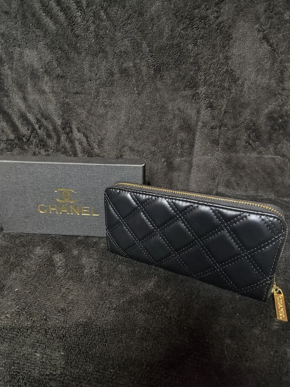 CHANEL Black Patent Quilted Tote with Gold Hardware
